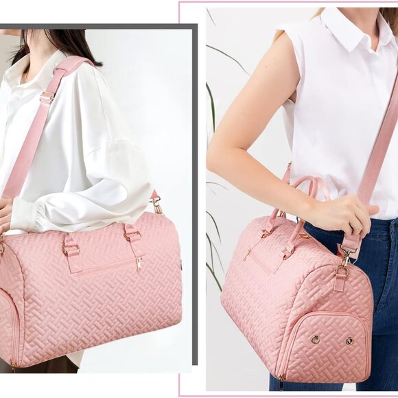 Duffle Bag for Travel, Weekender Bag with Shoe Compartment, Carry On Overnight B - Picture 6 of 6